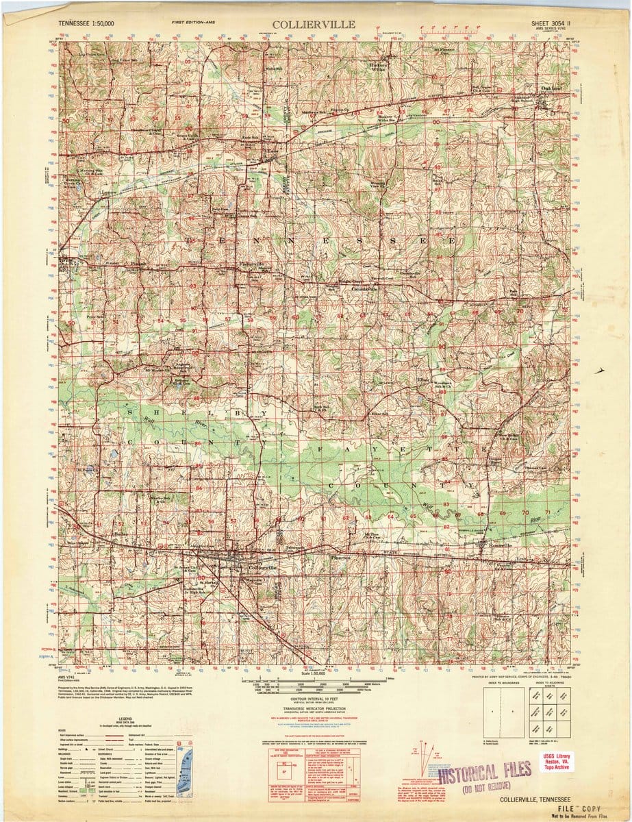 1953 Collierville, TN  - Tennessee - USGS Topographic Map