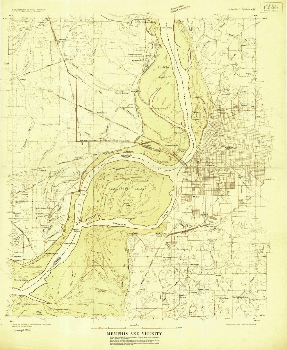 1925 Memphis, TN  - Tennessee - USGS Topographic Map
