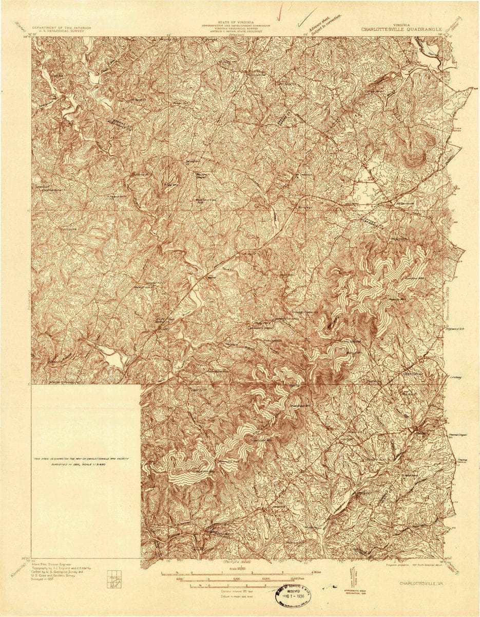 1935 Charlottesville, VA  - Virginia - USGS Topographic Map v2