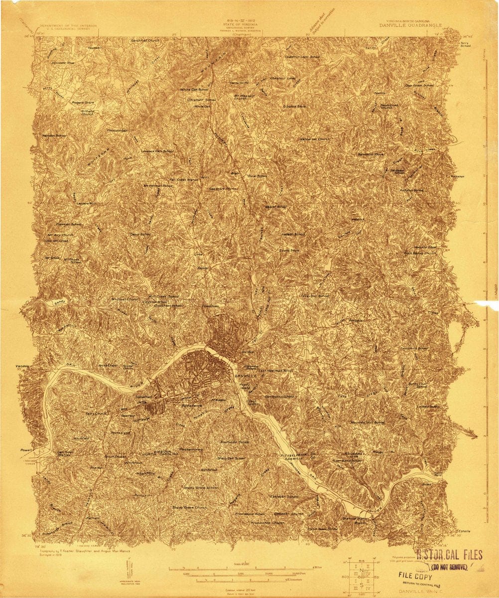 1923 Danville, VA  - Virginia - USGS Topographic Map