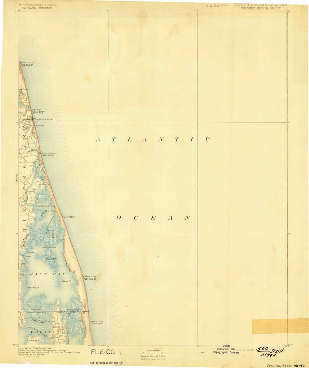1893 Virginia Beach, VA  - Virginia - USGS Topographic Map
