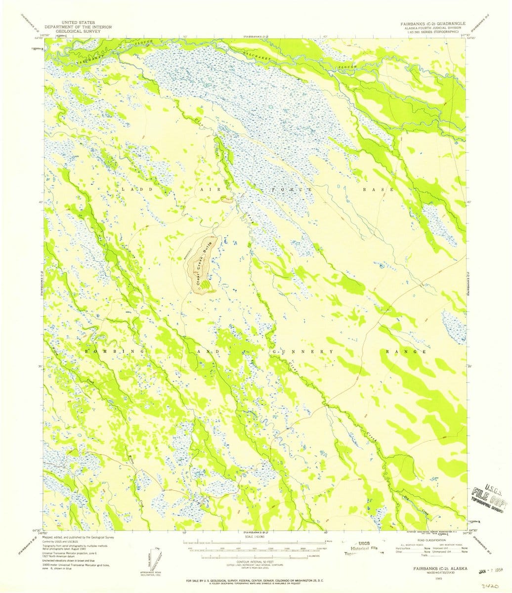 1949 Fairbanks, AK  - Alaska - USGS Topographic Map v9