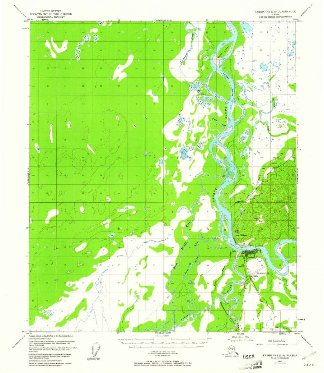 1950 Fairbanks, AK  - Alaska - USGS Topographic Map v8