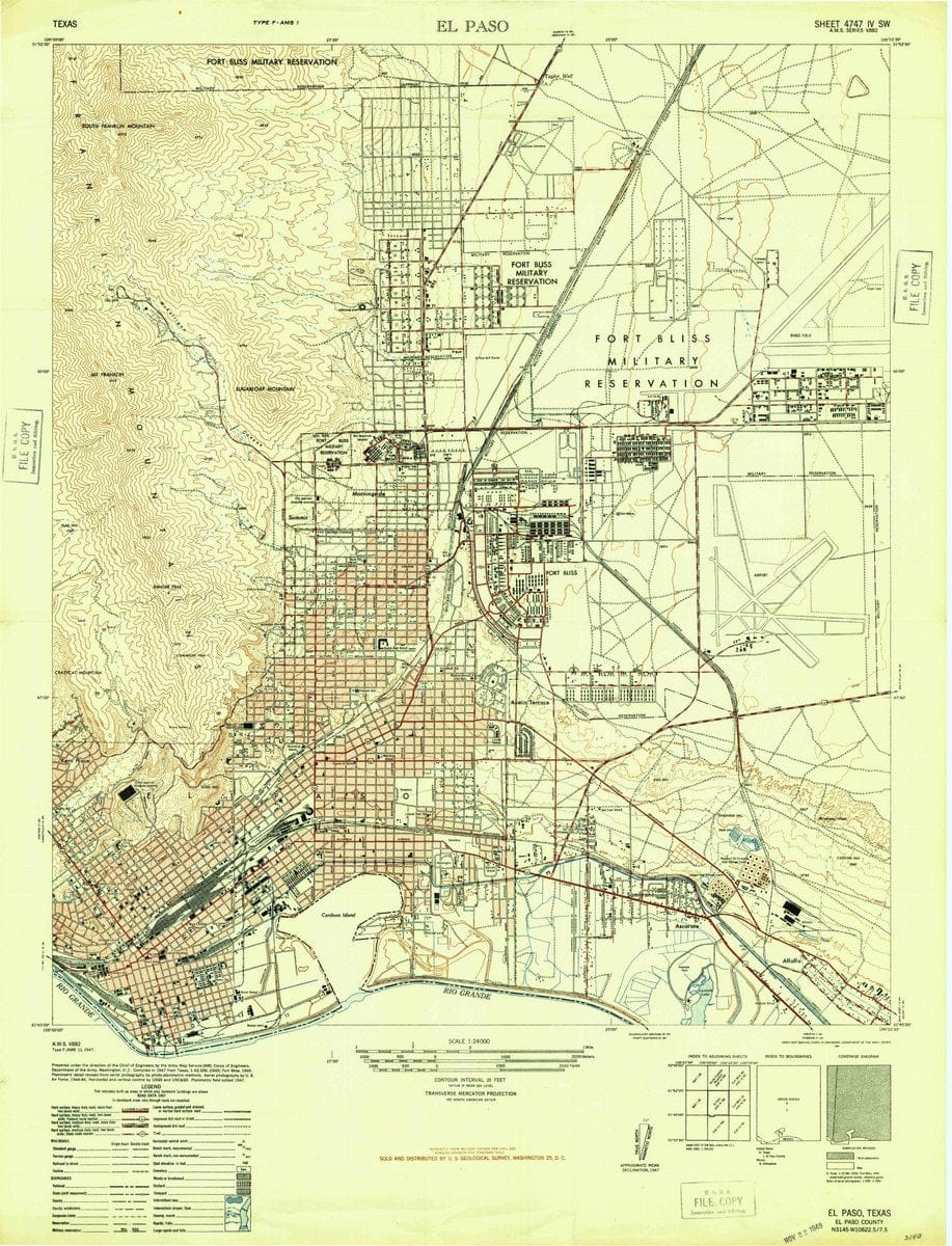 1948 El Paso, TX - Texas - USGS Topographic Map - Historic Pictoric