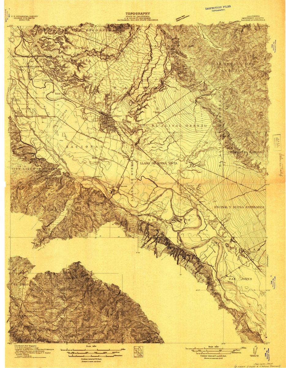 1910 Salinas, CA  - California - USGS Topographic Map
