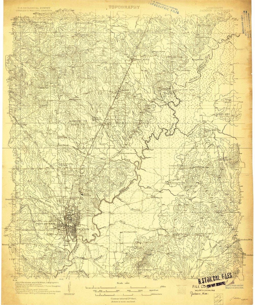 1905 Jackson, MS  - Mississippi - USGS Topographic Map v2