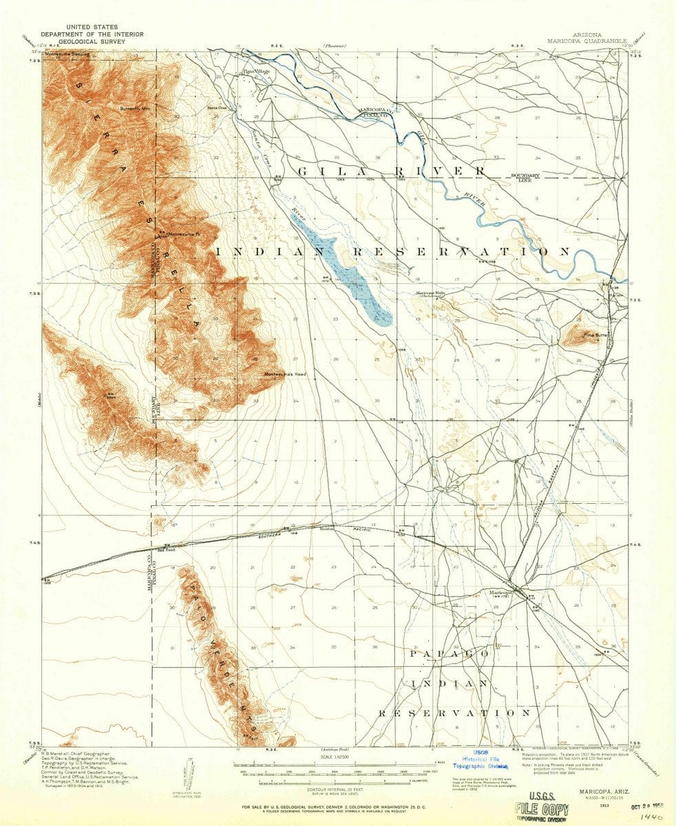 1913 Maricopa, AZ  - Arizona - USGS Topographic Map