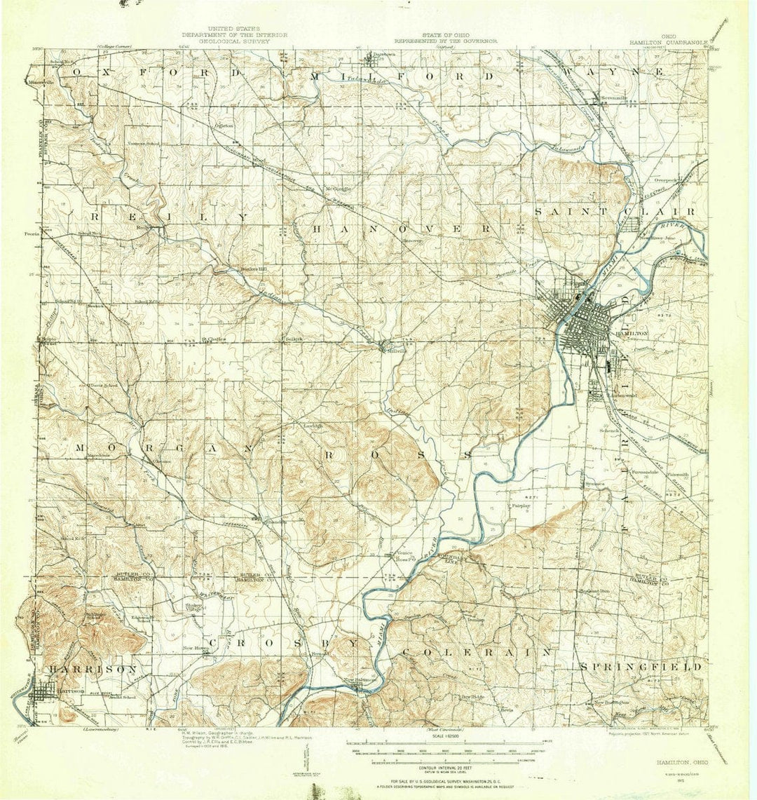 1915 Hamilton, OH  - Ohio - USGS Topographic Map