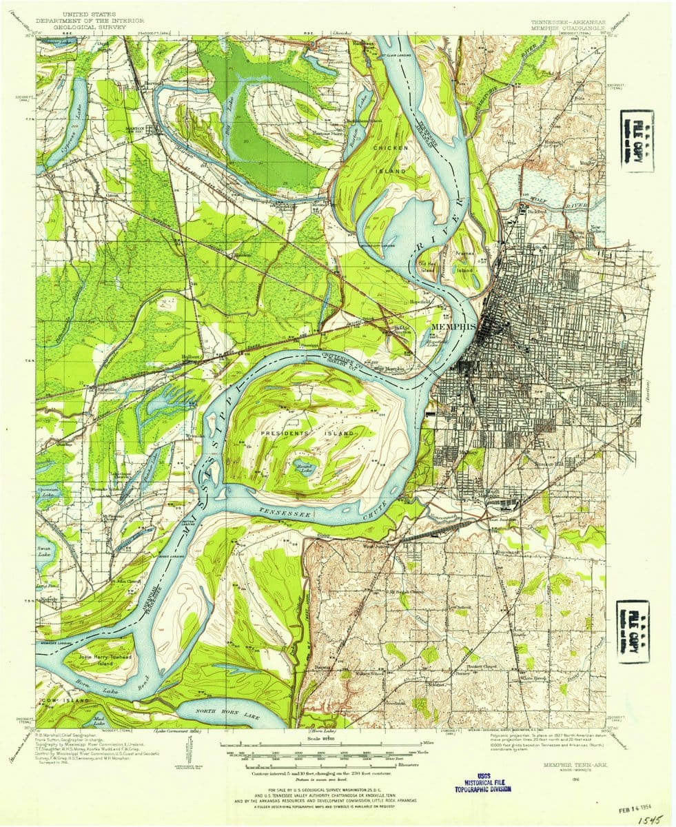1916 Memphis, TN  - Tennessee - USGS Topographic Map