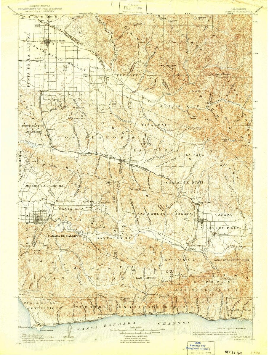 1905 Lompoc, CA  - California - USGS Topographic Map