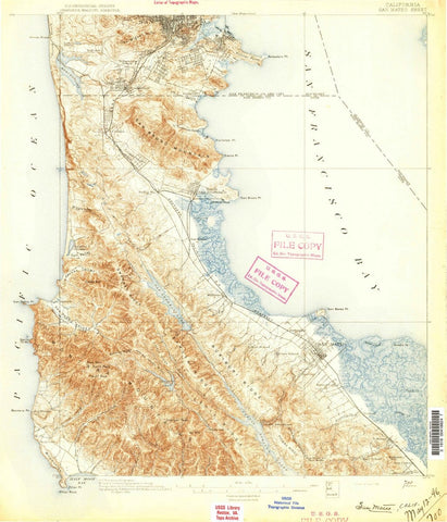 1896 San Mateo, CA  - California - USGS Topographic Map