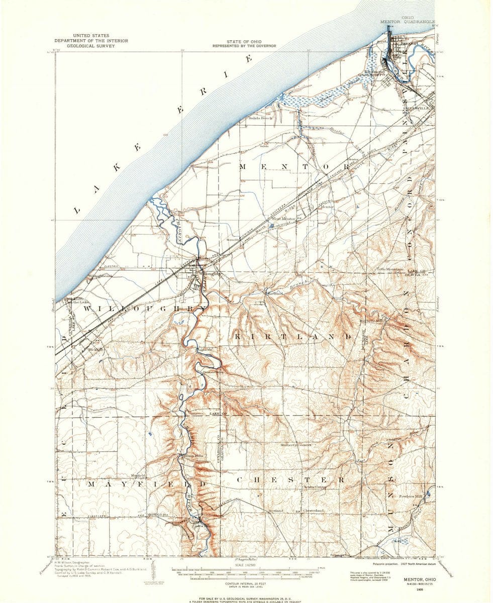 1905 Mentor, OH  - Ohio - USGS Topographic Map