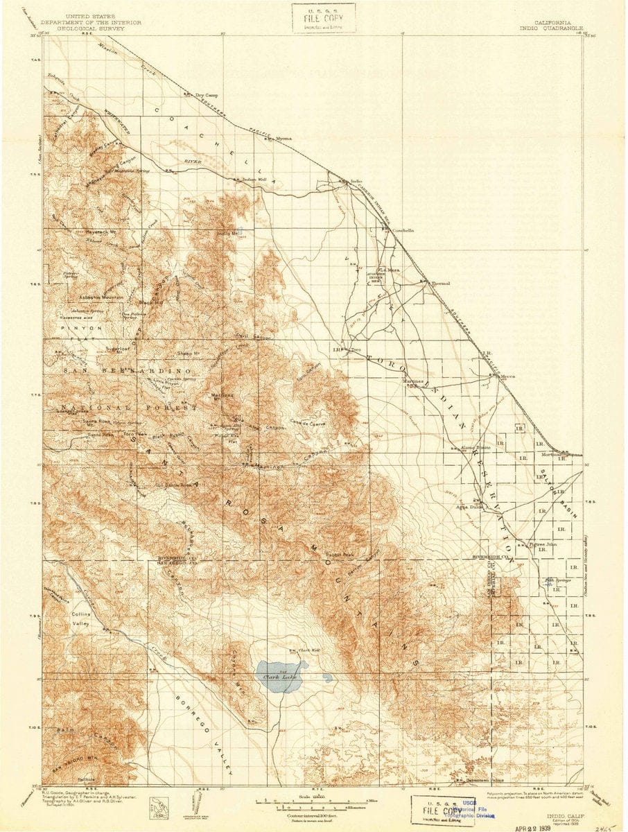 1904 Indio, CA  - California - USGS Topographic Map