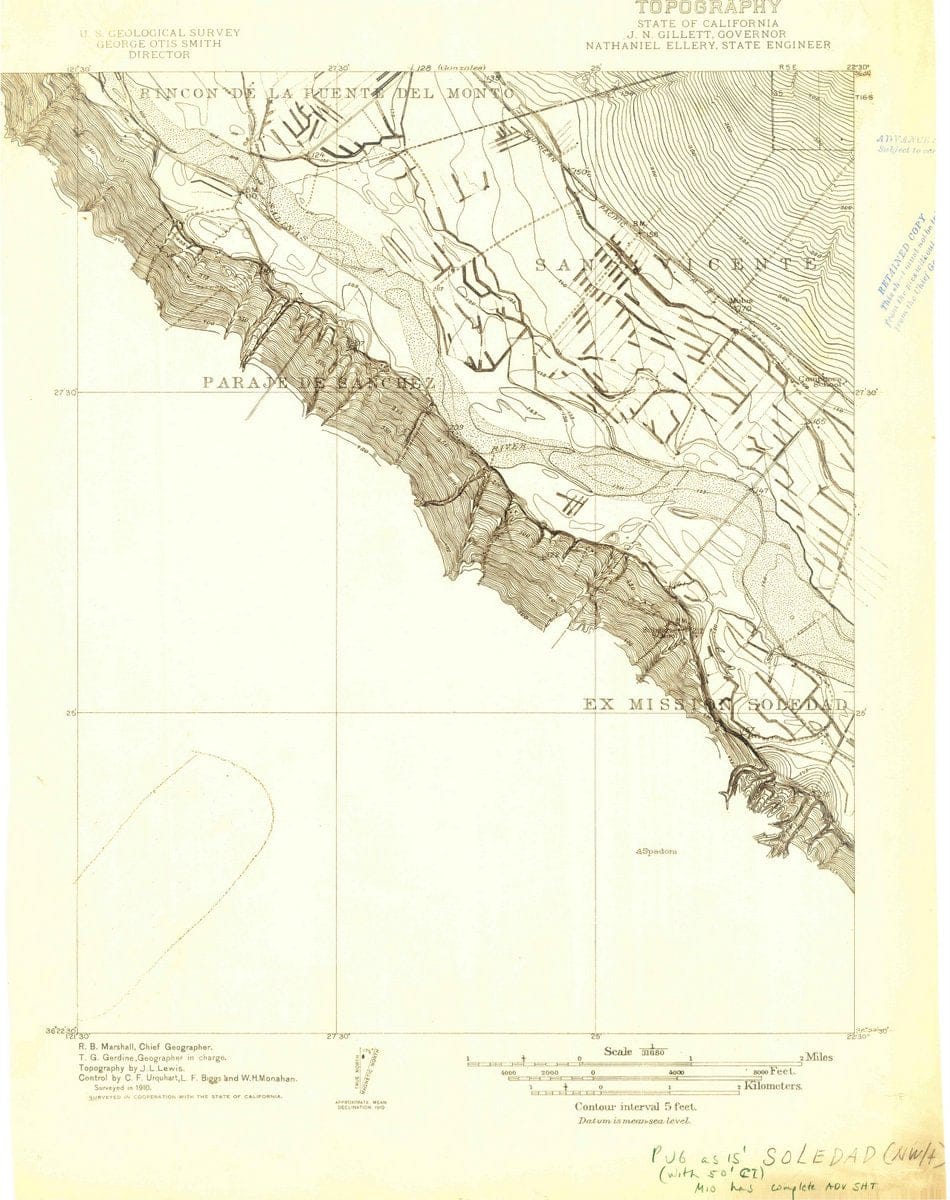 1910 Soledad, CA  - California - USGS Topographic Map