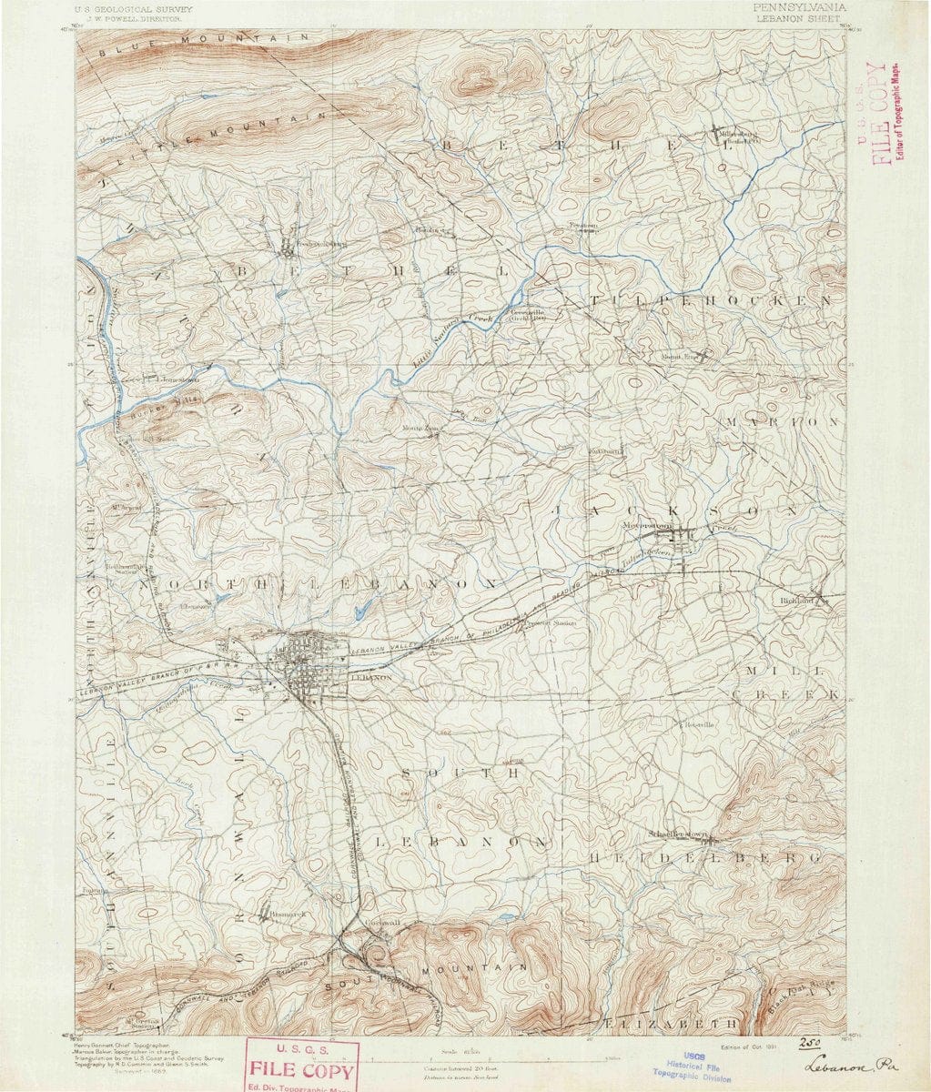1891 Lebanon, PA  - Pennsylvania - USGS Topographic Map