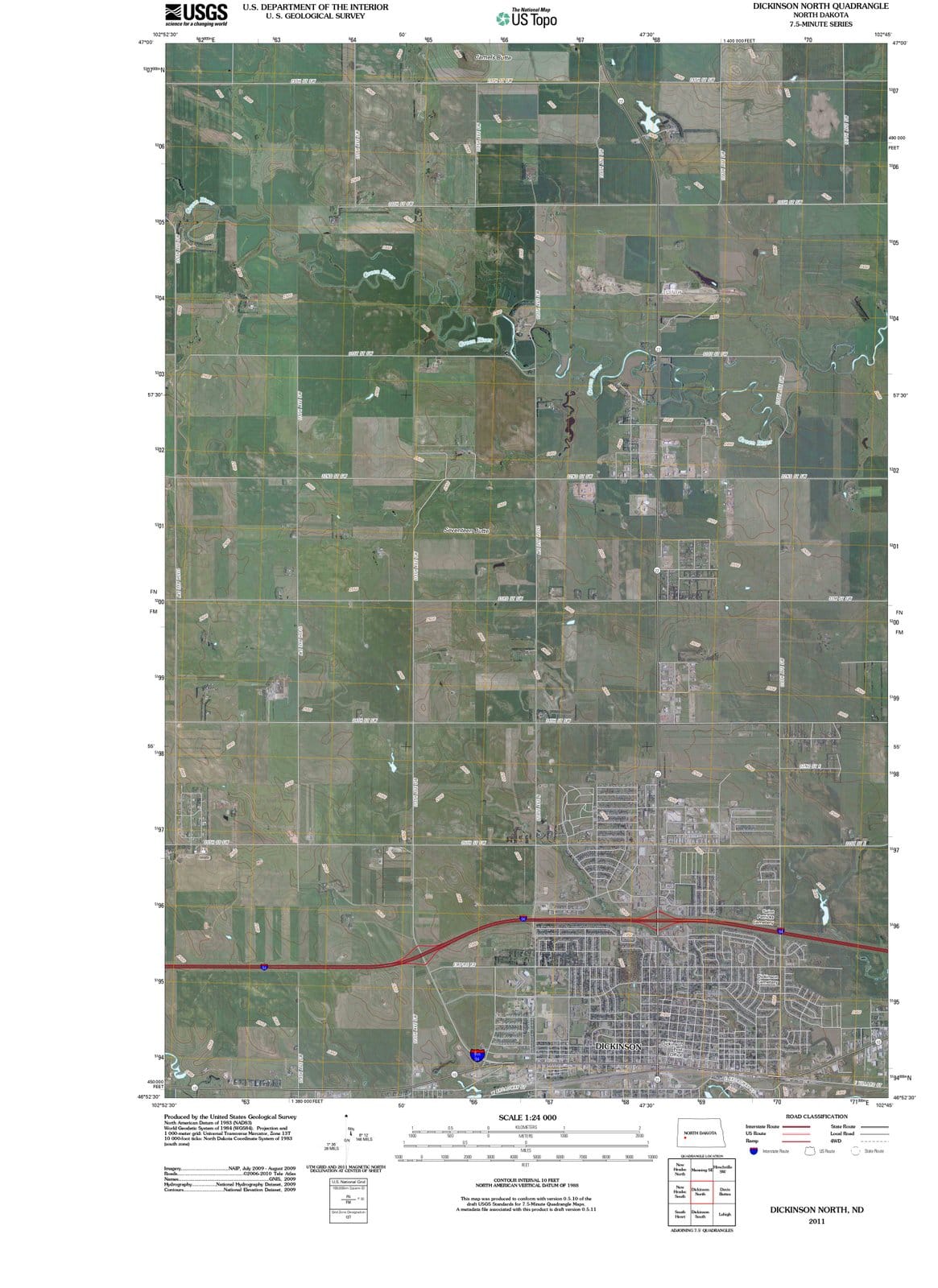 2011 Dickinson, ND - North Dakota - USGS Topographic Map