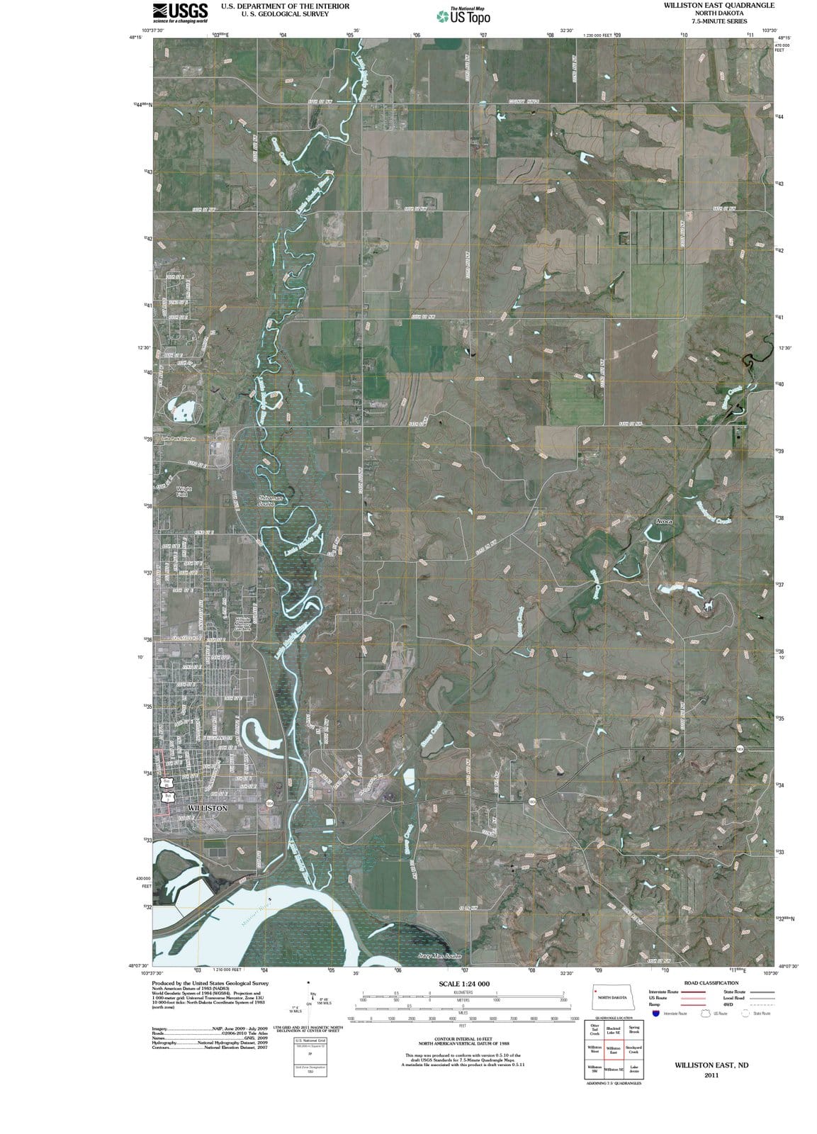 2011 Williston, ND - North Dakota - USGS Topographic Map v3