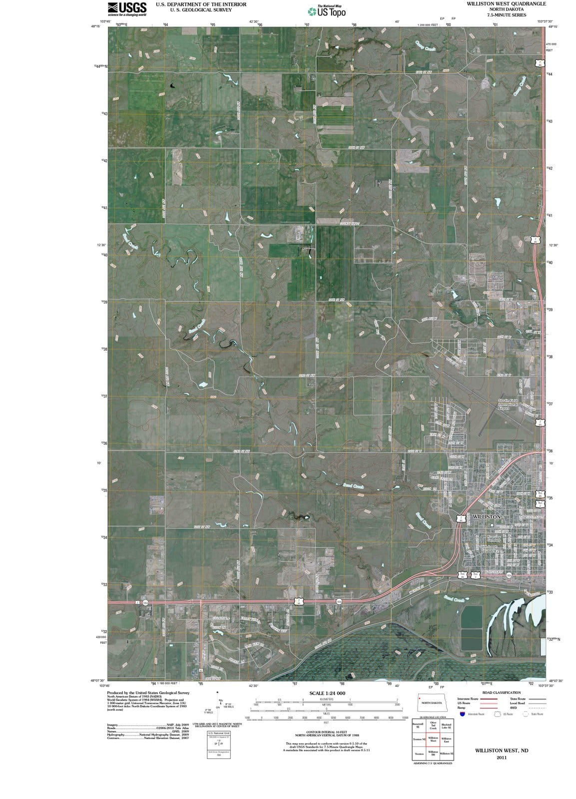 2011 Williston, ND - North Dakota - USGS Topographic Map v4
