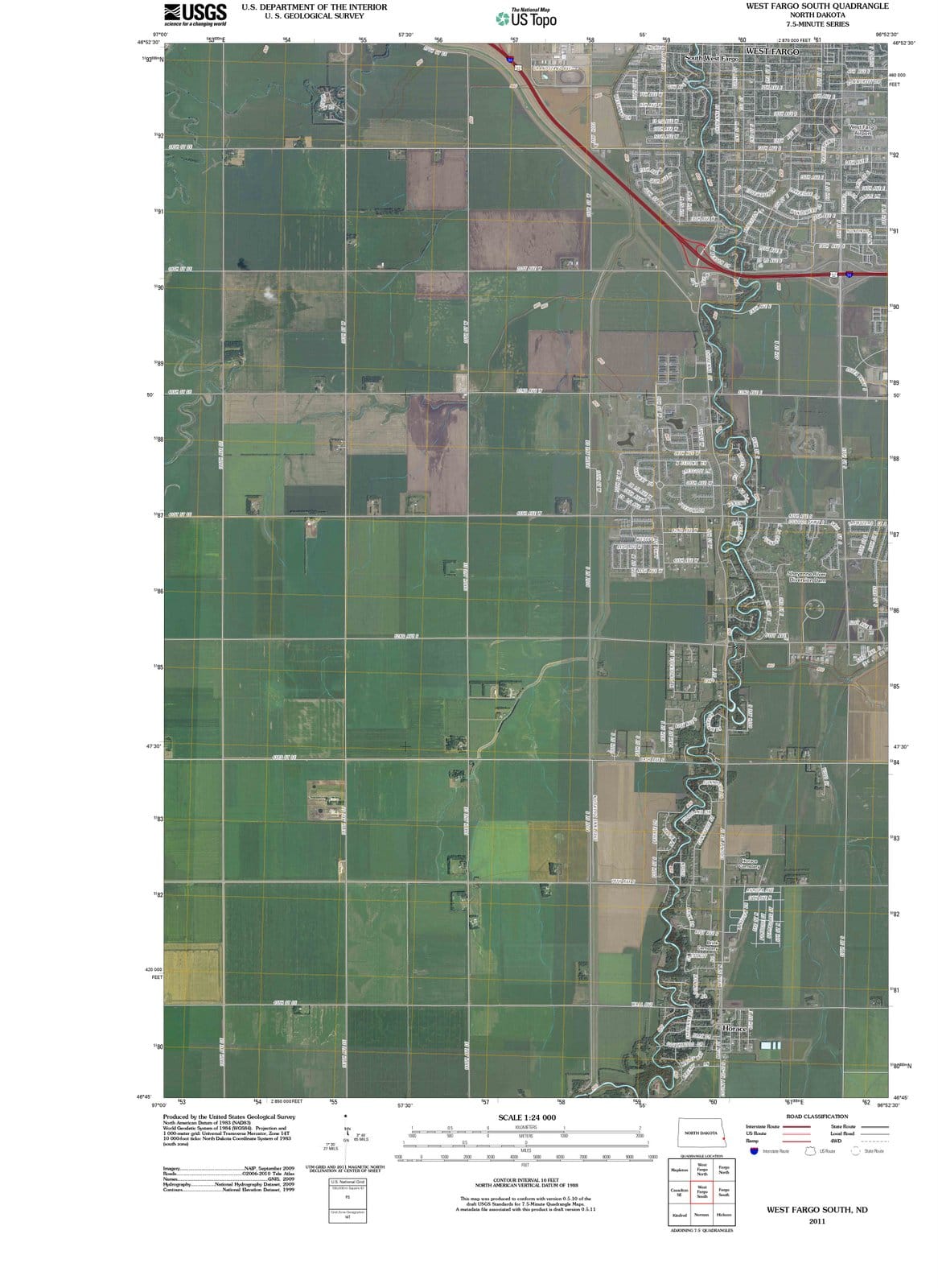 2011 West Fargo, ND - North Dakota - USGS Topographic Map v2