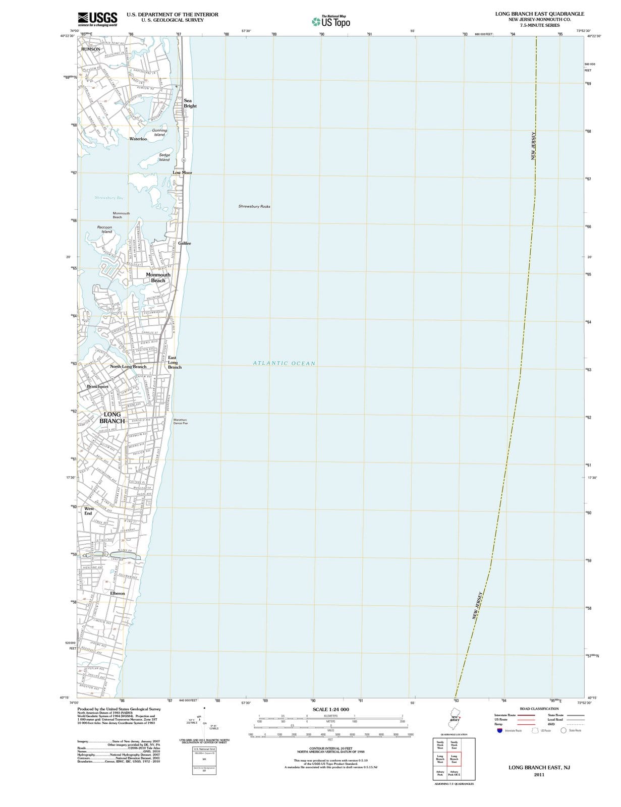 2011 Long Branch, NJ - New Jersey - USGS Topographic Map