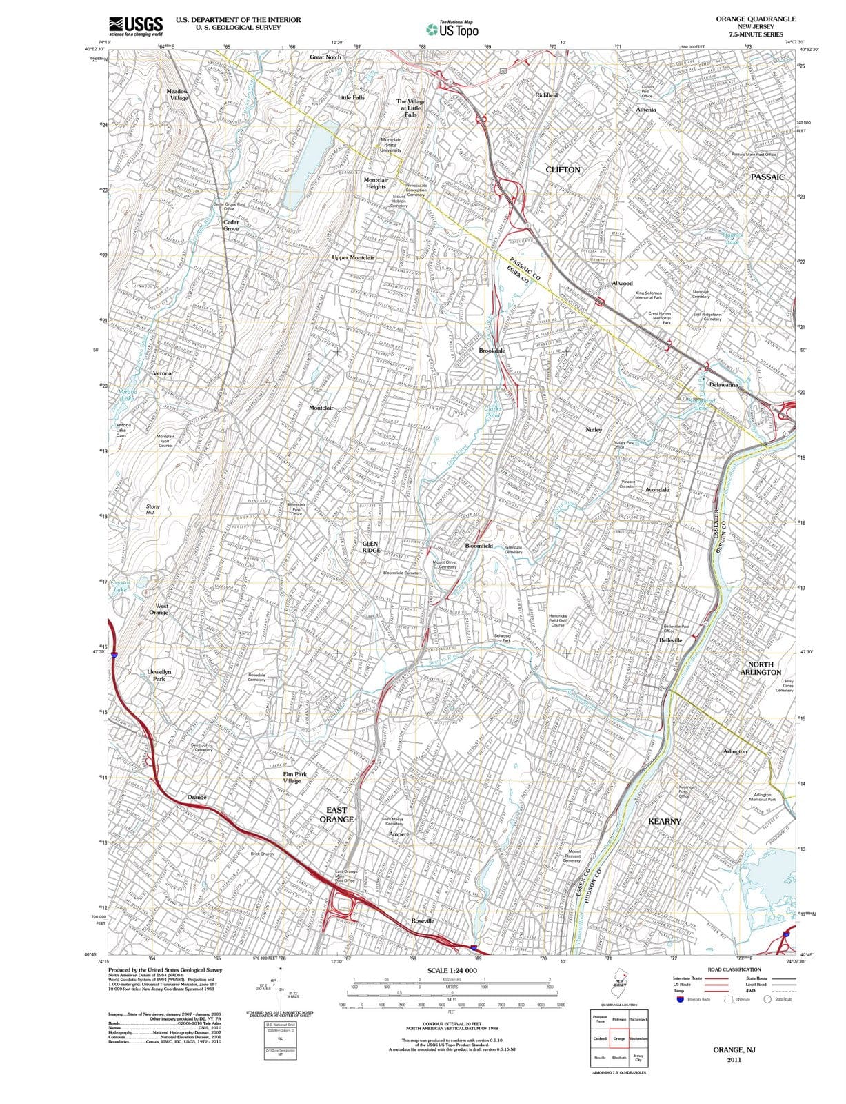 2011 East Orange, NJ - New Jersey - USGS Topographic Map