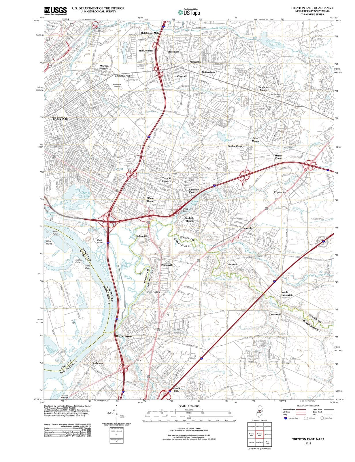 2011 Trenton, NJ - New Jersey - USGS Topographic Map