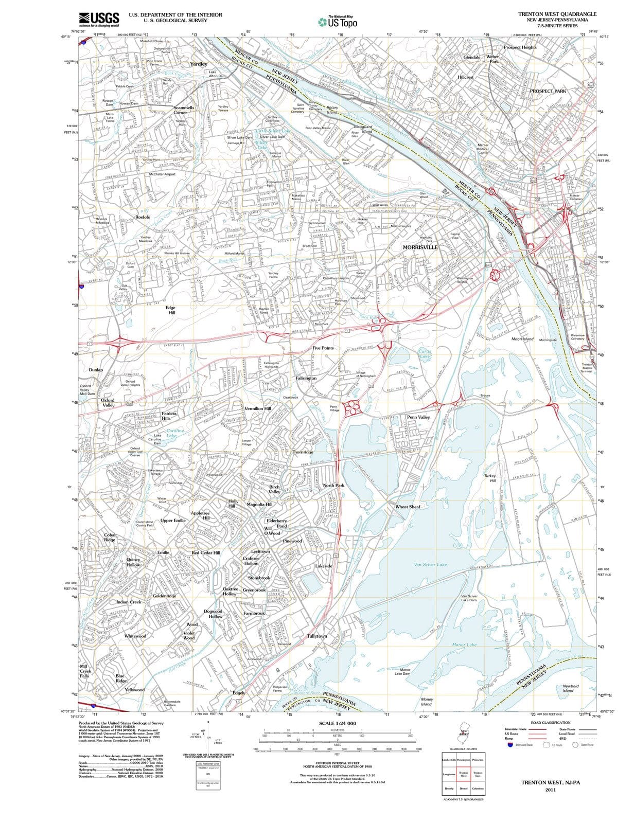 2011 Trenton, NJ - New Jersey - USGS Topographic Map v2