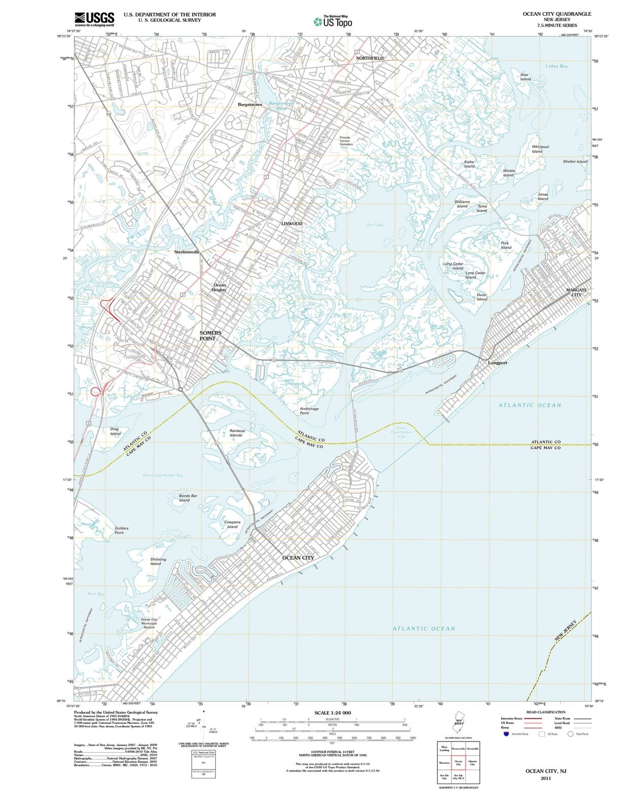 2011 Ocean, NJ - New Jersey - USGS Topographic Map