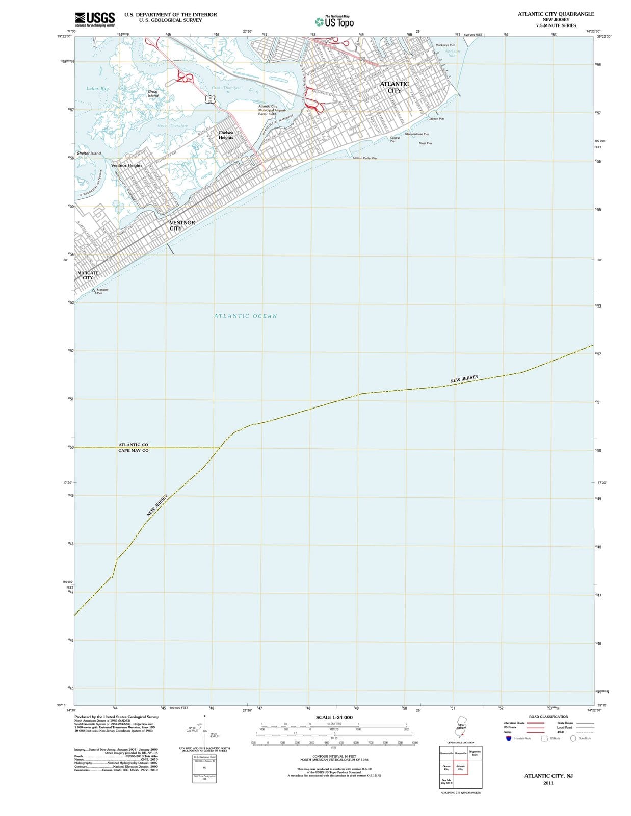 2011 Atlantic, NJ - New Jersey - USGS Topographic Map