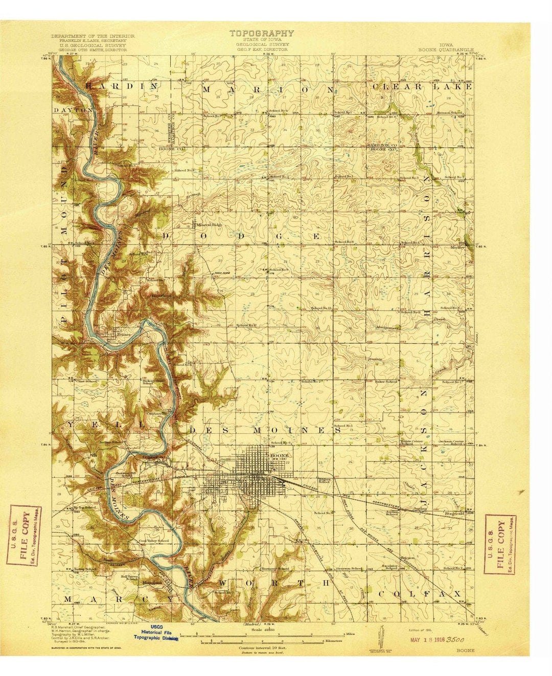 1916 Boone, IA - Iowa - USGS Topographic Map