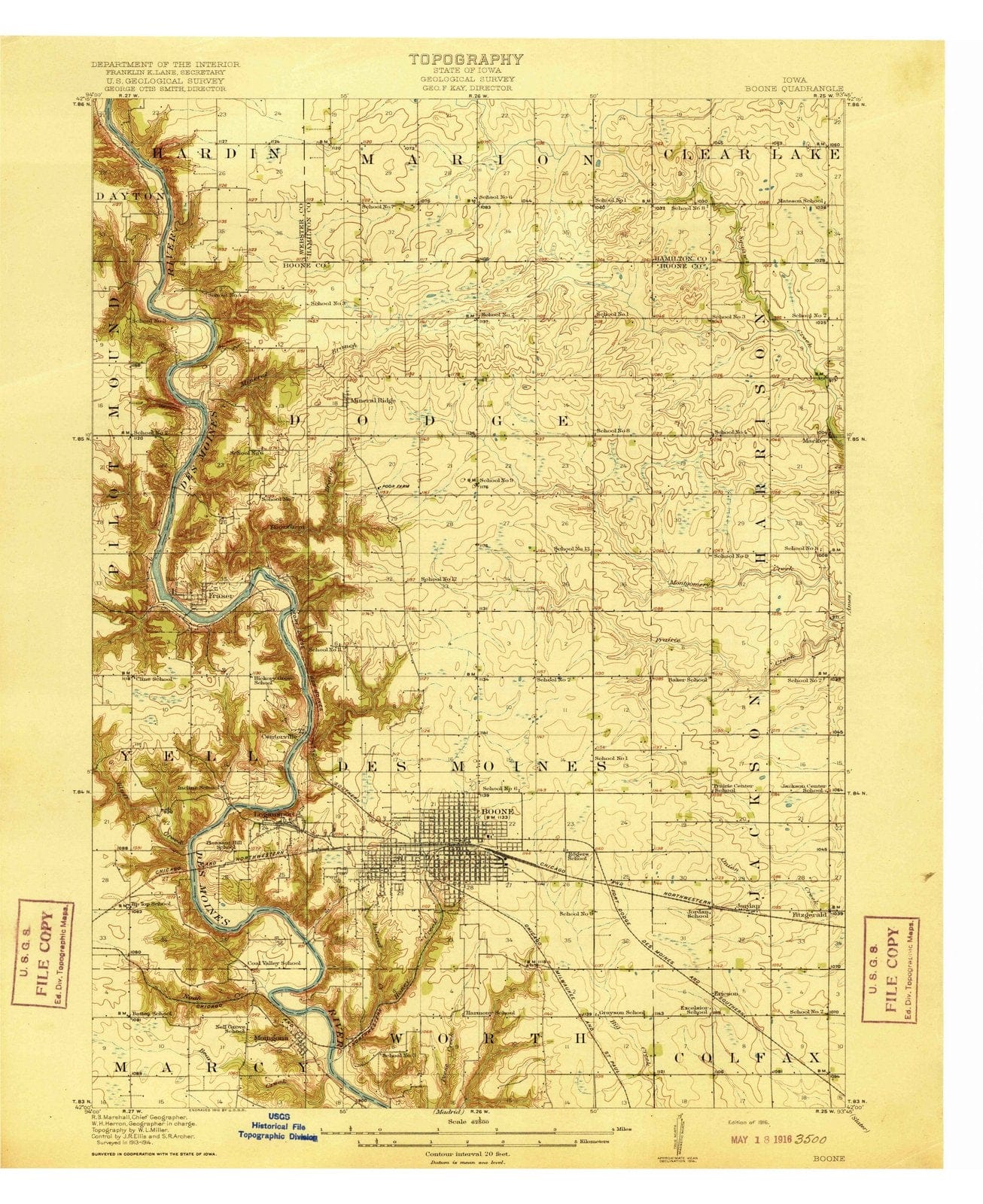 1916 Boone, IA - Iowa - USGS Topographic Map