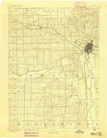 1891 Iowa City, IA - Iowa - USGS Topographic Map