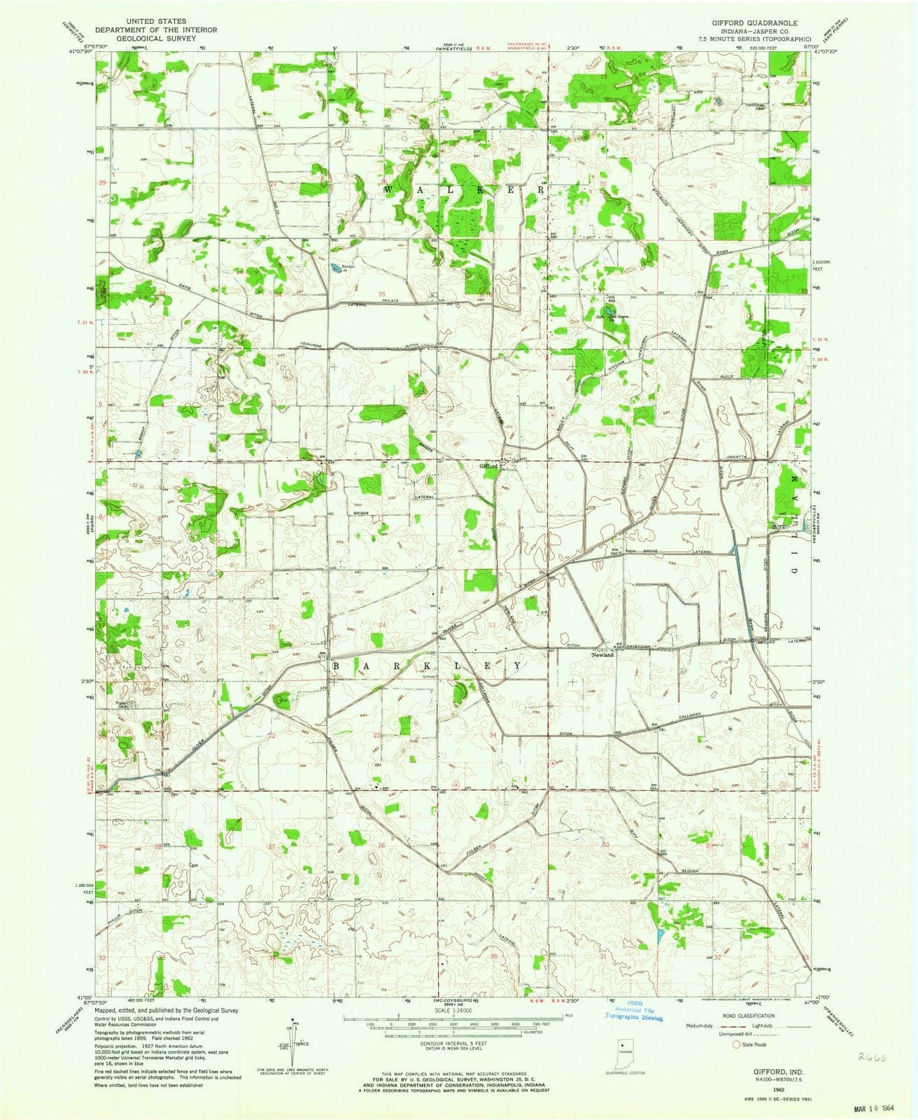 1962 Gifford, in - Indiana - USGS Topographic Map