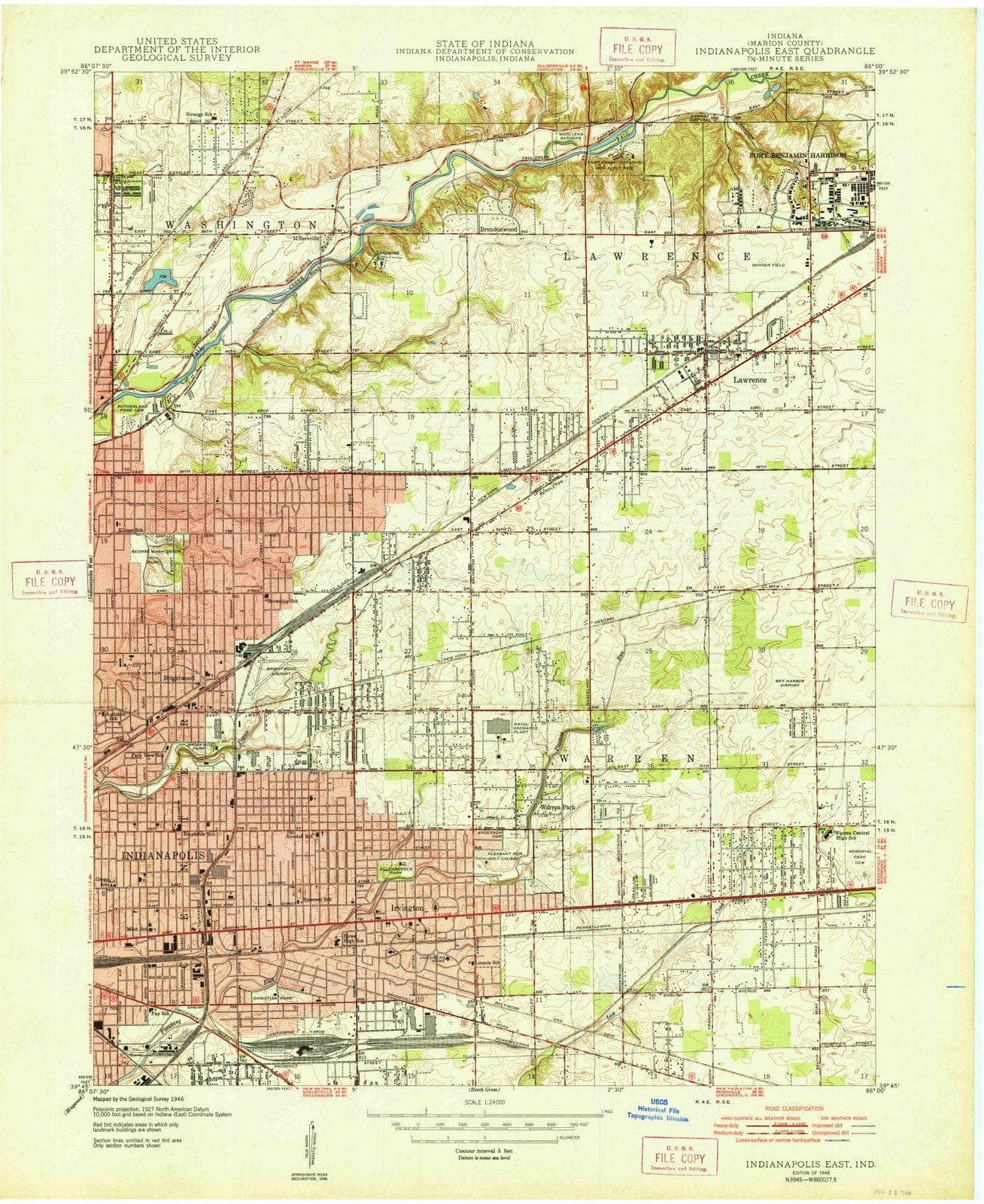 1948 Indianapolis East, in - Indiana - USGS Topographic Map
