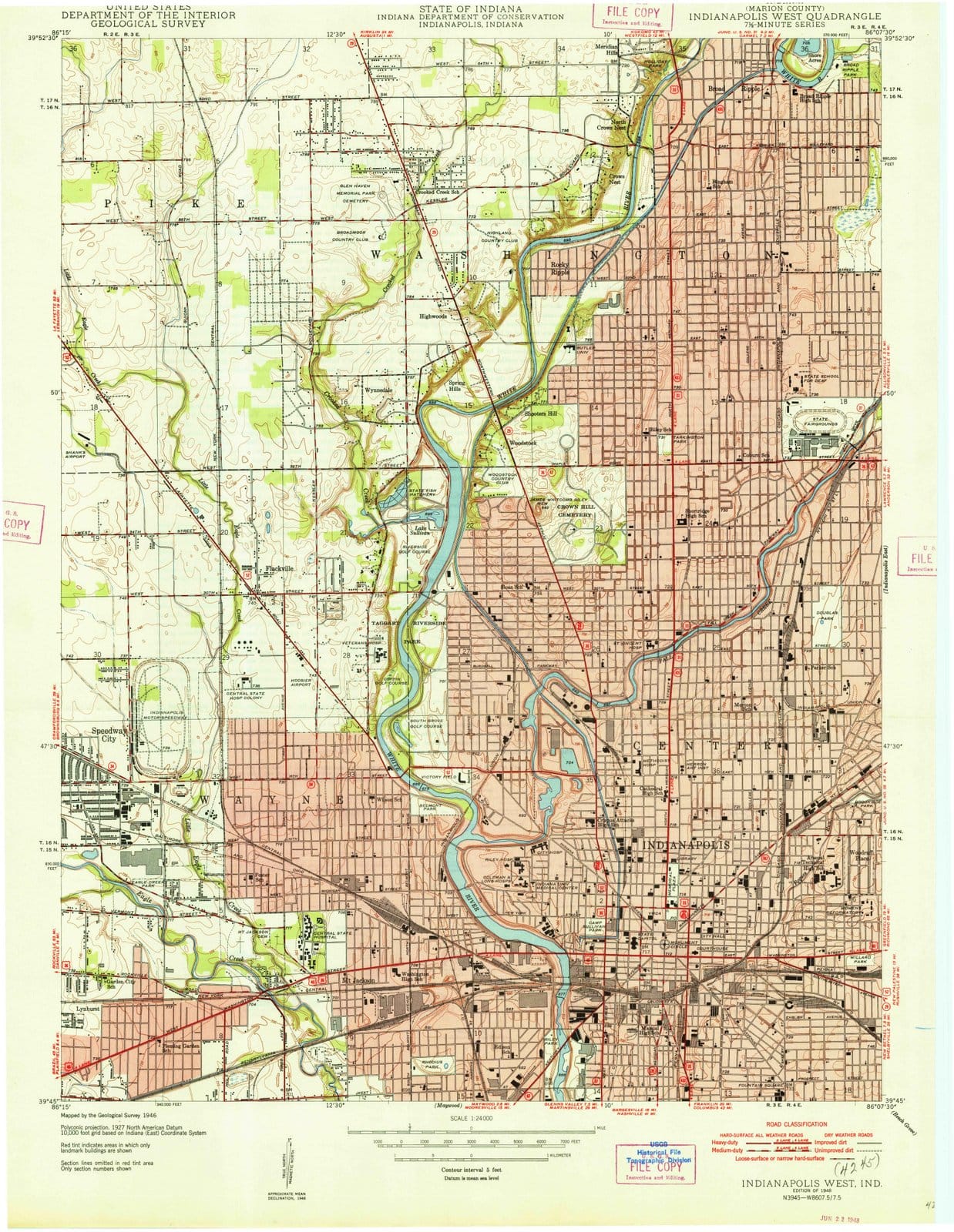 1948 Indianapolis West, in - Indiana - USGS Topographic Map