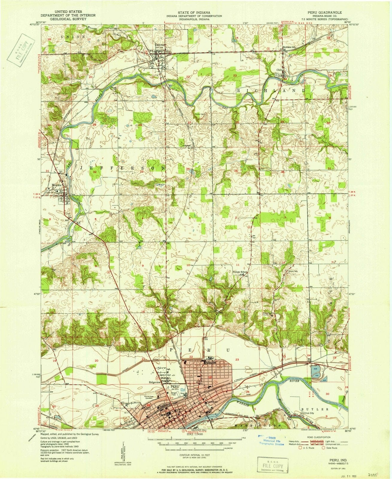 1951 Peru, in - Indiana - USGS Topographic Map