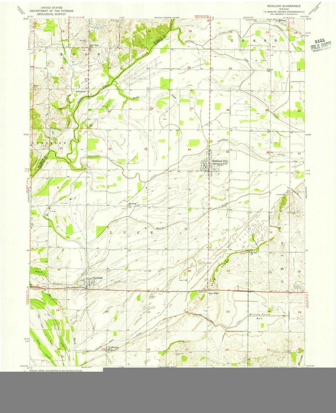 1954 Richland, in - Indiana - USGS Topographic Map