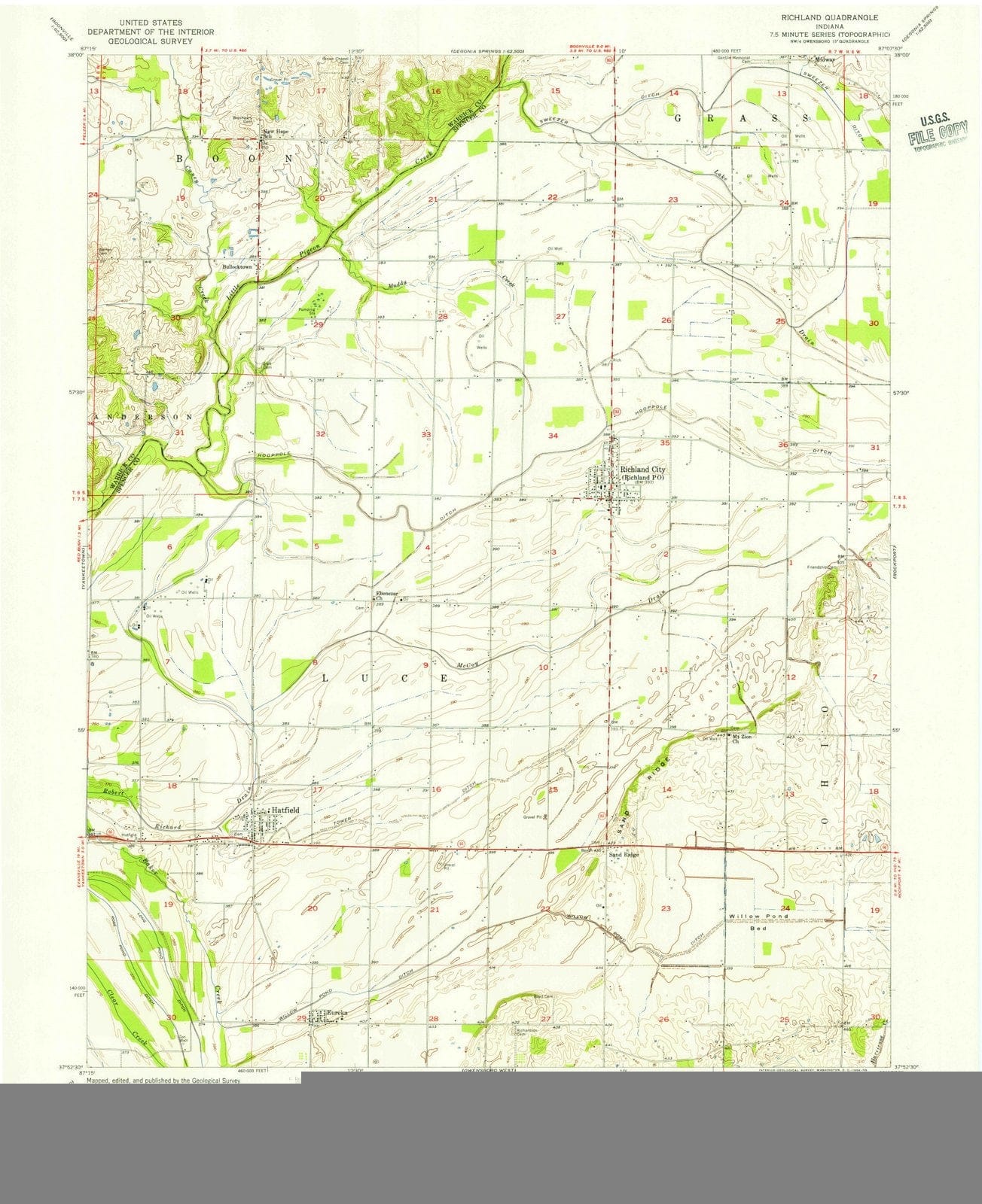 1954 Richland, in - Indiana - USGS Topographic Map