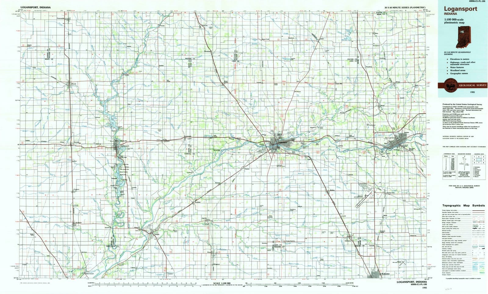 1985 Logansport, in - Indiana - USGS Topographic Map