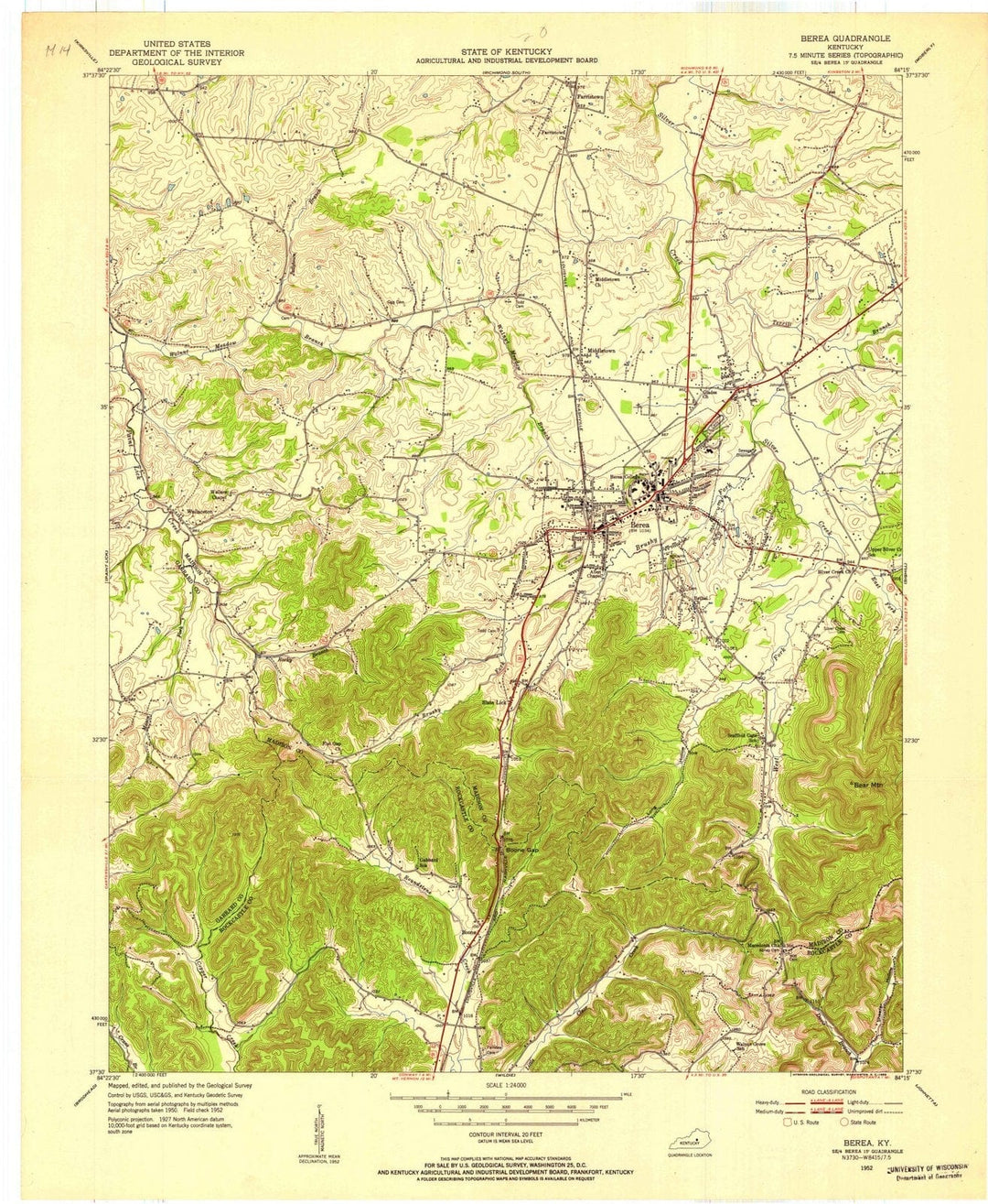 1952 Berea, KY - Kentucky - USGS Topographic Map