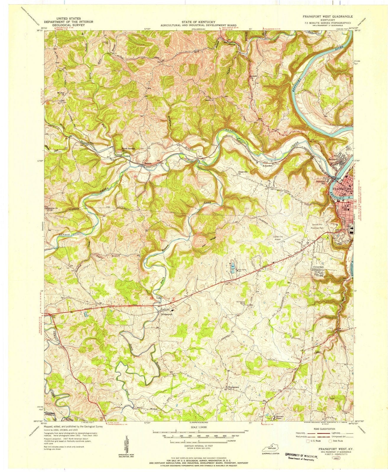 1953 Frankfort West, KY - Kentucky - USGS Topographic Map