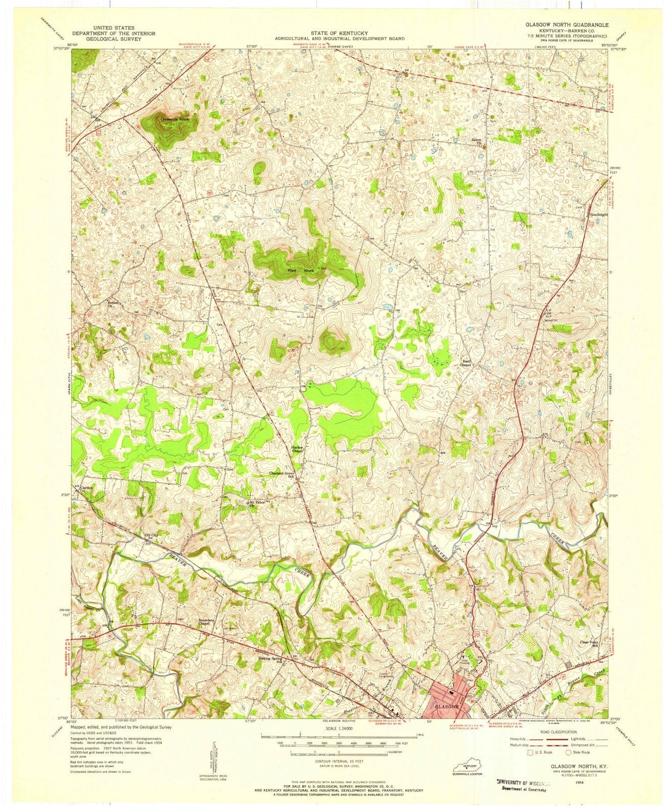1954 Glasgow, KY - Kentucky - USGS Topographic Map