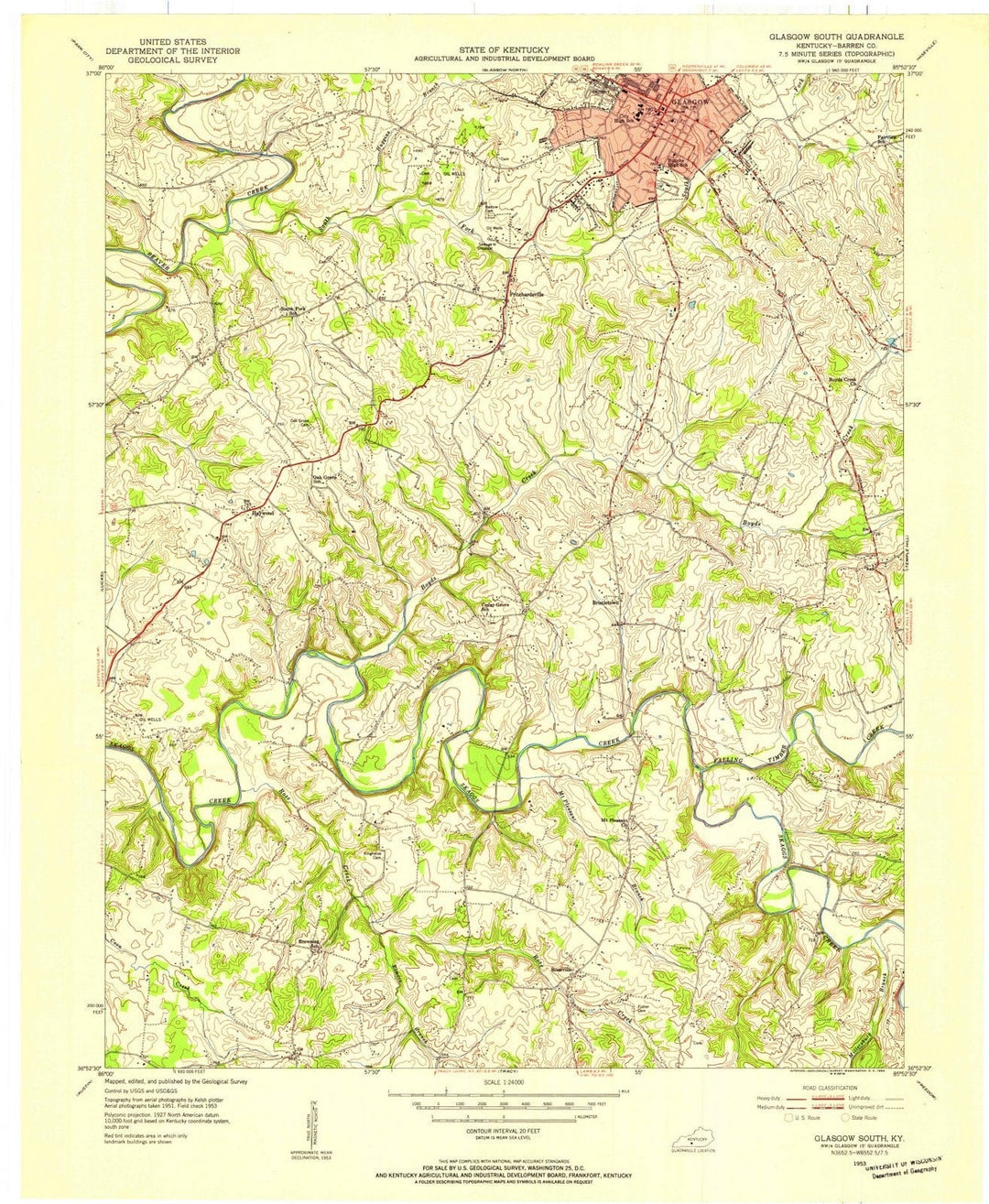 1953 Glasgow, KY - Kentucky - USGS Topographic Map