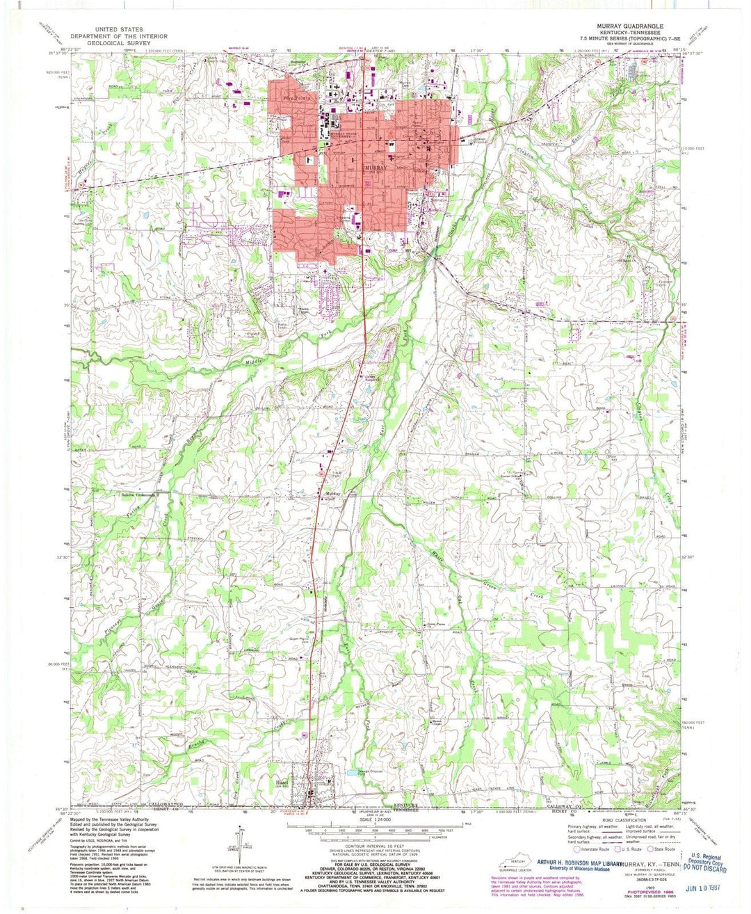 1969 Murray, KY - Kentucky - USGS Topographic Map