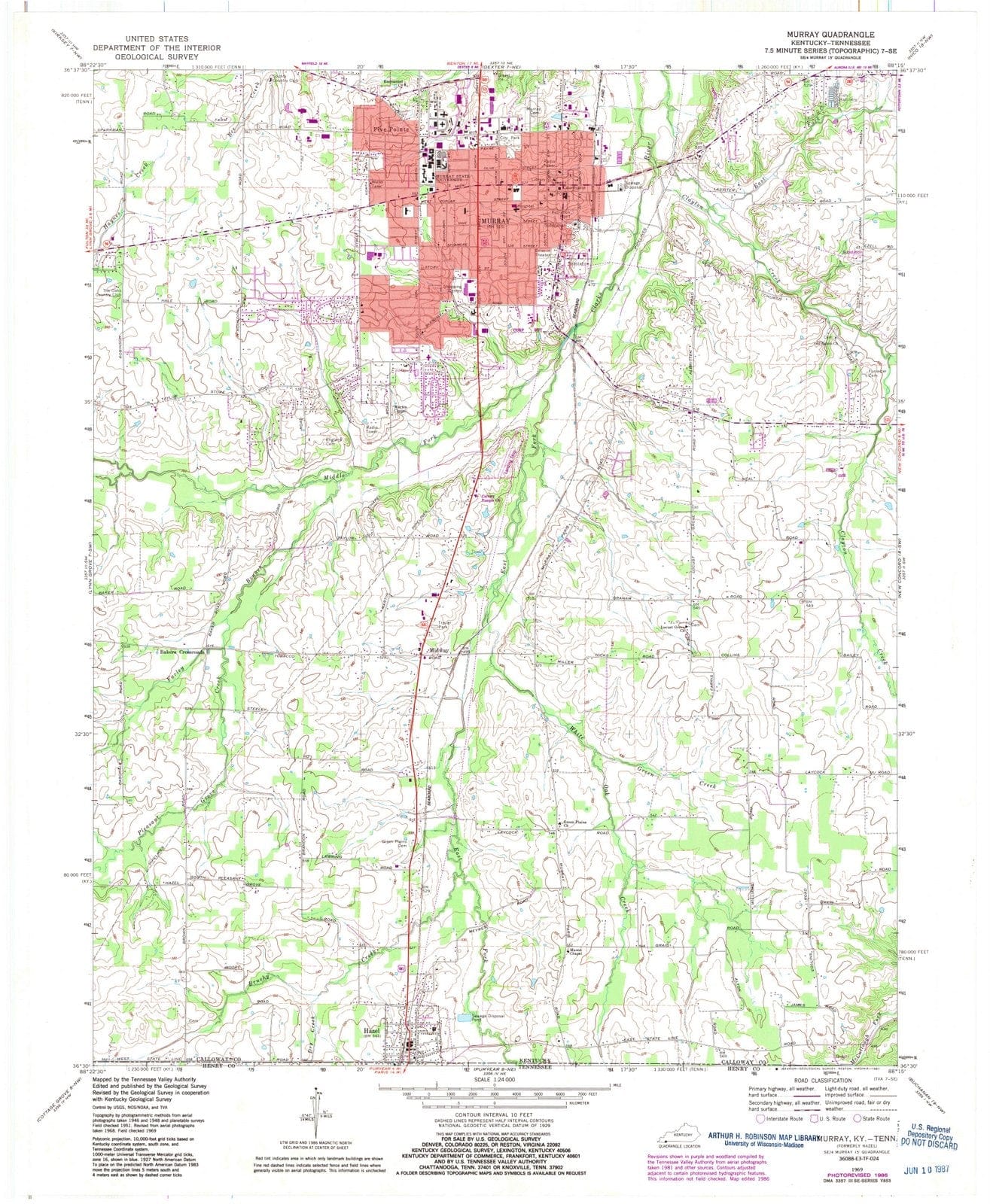 1969 Murray, KY - Kentucky - USGS Topographic Map