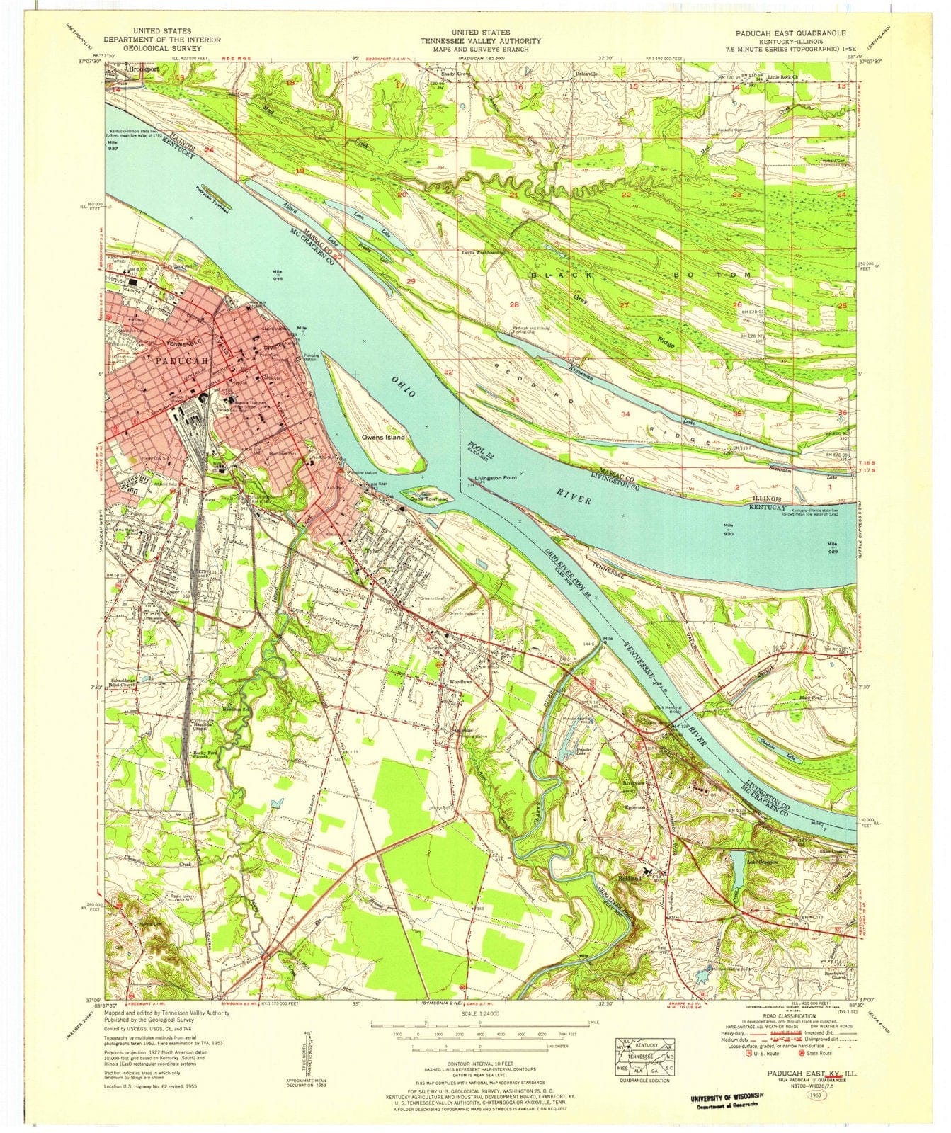 1953 Paducah East, KY - Kentucky - USGS Topographic Map