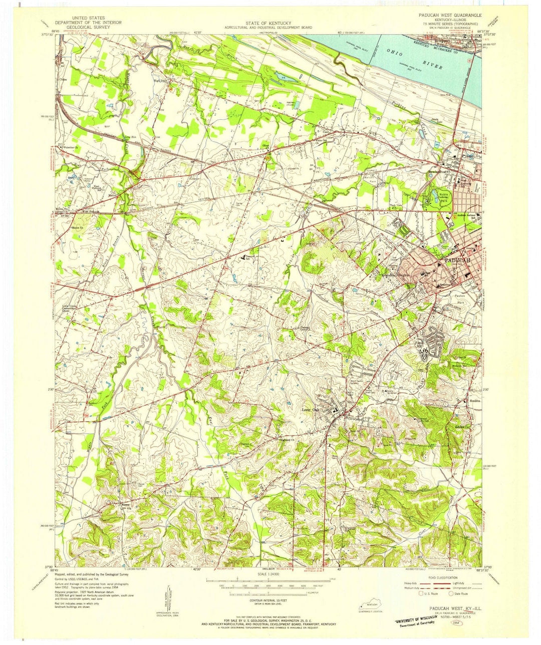 1954 Paducah West, KY - Kentucky - USGS Topographic Map