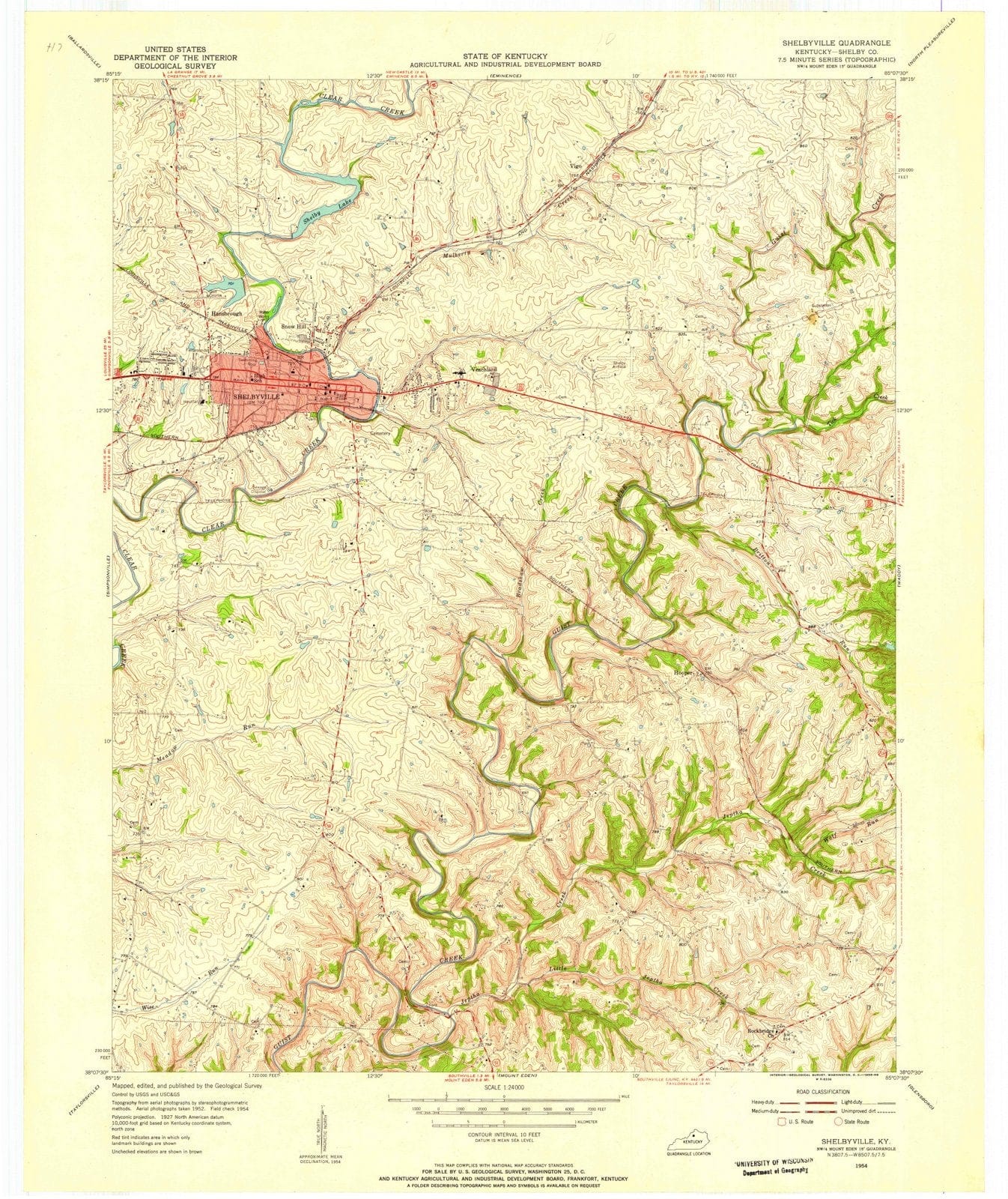 1954 Shelbyville, KY - Kentucky - USGS Topographic Map