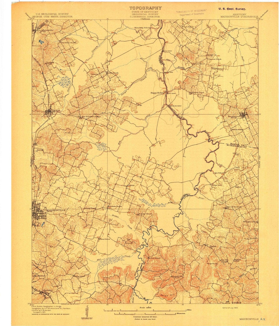 1909 Madisonville, KY - Kentucky - USGS Topographic Map
