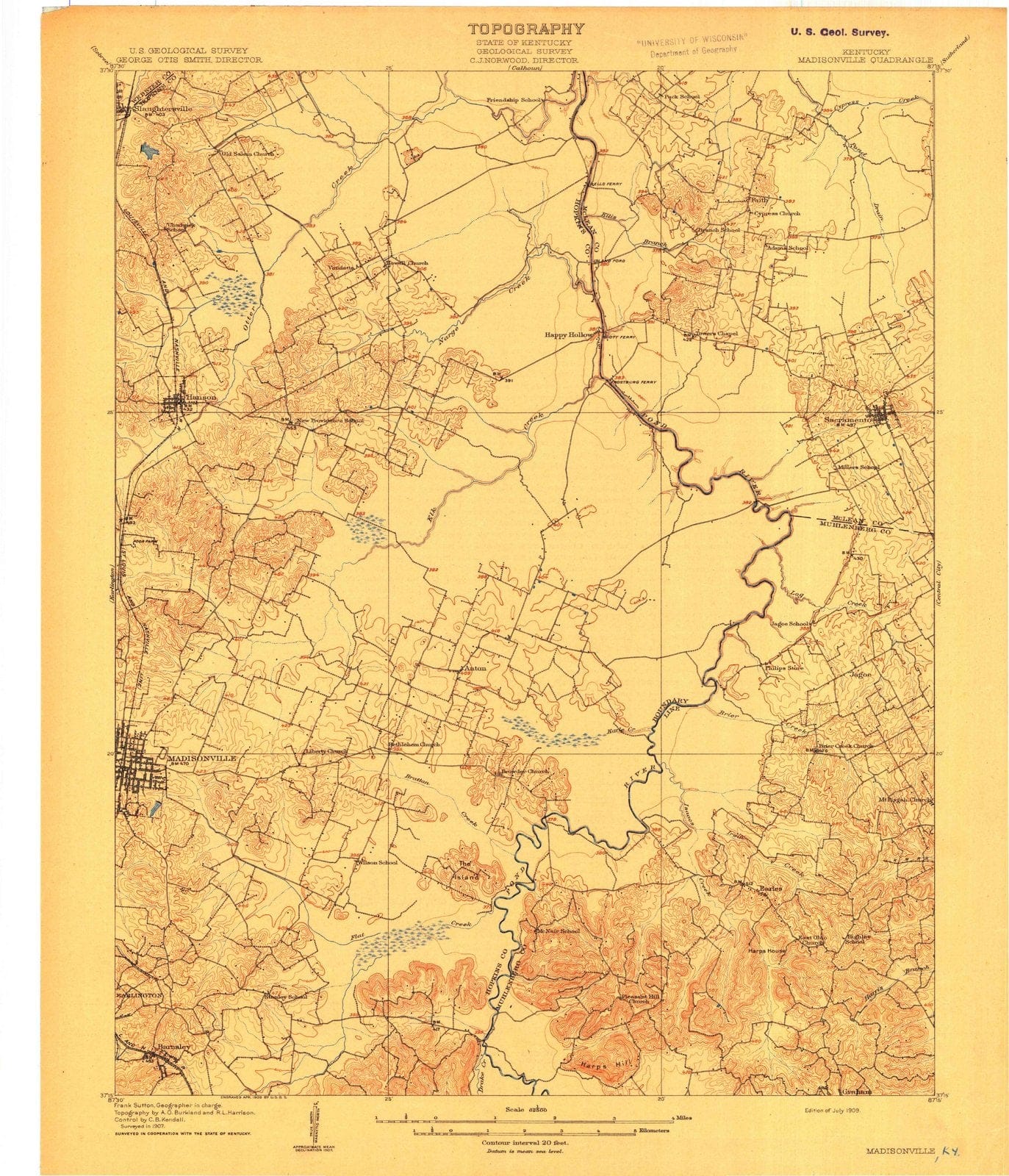 1909 Madisonville, KY - Kentucky - USGS Topographic Map
